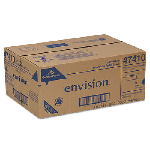 Georgia Pacific Professional Envision White Facial Tissue, 2-Ply, White, 100 Sheets/Box, 30 Boxes/Carton (47410)