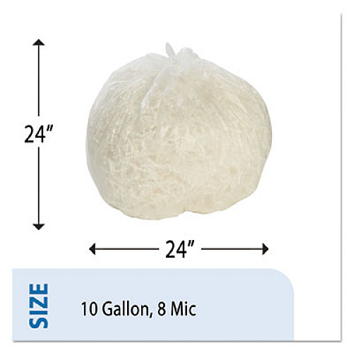 AbilityOne SKILCRAFT High Density (HDPE) Coreless Roll Can Liners--Natural, 10 gal, 8 microns, 24" x 24", Natural, 1,000/Box (5171370)