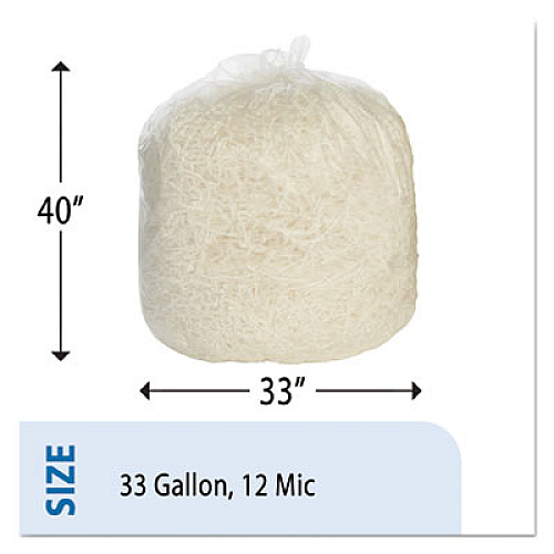 AbilityOne 8105015171349, SKILCRAFT High Density Trash Can Liner, 33 gal, 12 microns, 33" x 40", Natural, 250/Box