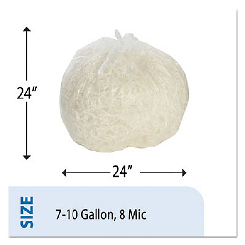 AbilityOne 8105015171363, SKILCRAFT High Density Trash Can Liner, 10 gal, 8 microns, 24" x 24", Natural, 1,000/Carton