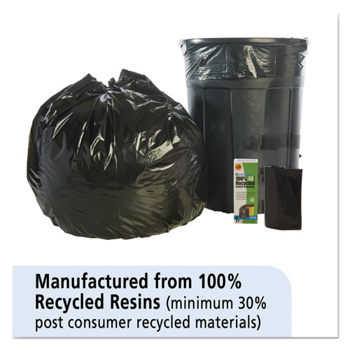 Stout by Envision TOTAL RECYCLED CONTENT PLASTIC TRASH BAGS, 33 GAL, 1.3 MIL, 33" X 40", BROWN/BLACK, 180/CARTON (T3340K13R)