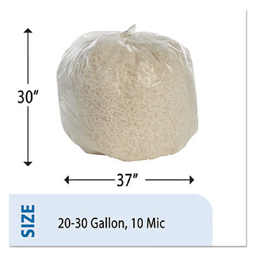 AbilityOne 8105015574972, SKILCRAFT High Density Coreless Roll Can Liners, 30 gal, 10 mic, 30" x 37", Natural, Perforated Roll, 500/Box