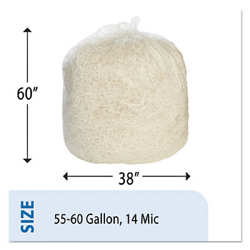 AbilityOne 8105015171347, SKILCRAFT High Density Trash Can Liner, 60 gal, 14 microns, 38" x 60", Natural, 200/Box
