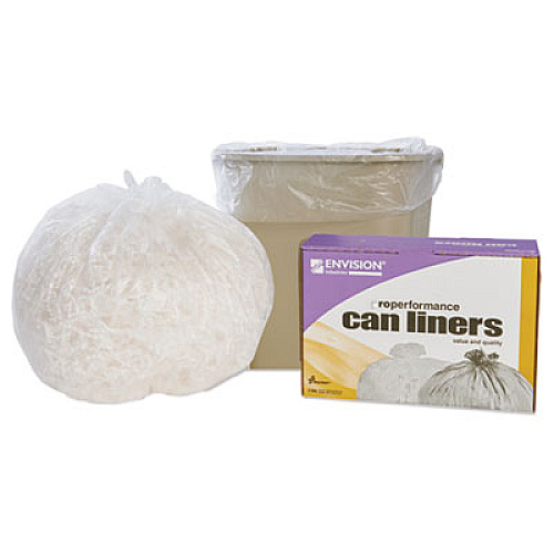 AbilityOne SKILCRAFT High Density (HDPE) Coreless Roll Can Liners--Natural, 10 gal, 8 microns, 24" x 24", Natural, 1,000/Box (5171370)
