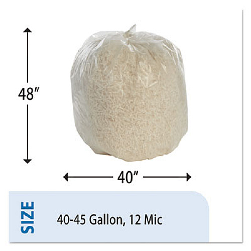 AbilityOne 8105015574984, SKILCRAFT High Density (HDPE) Coreless Roll Can LinersNatural, 45 gal, 12 microns, 40" x 48", Natural, 250/Box