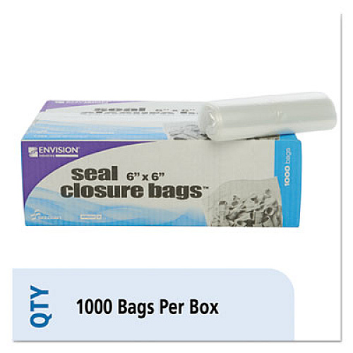 Stout by Envision Seal Closure Bags, 2 mil, 6" x 6", Clear, 1,000/Carton (ZF002C)