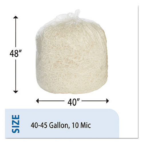 AbilityOne 8105015171345, SKILCRAFT High Density Trash Can Liner, 45 gal, 10 microns, 40" x 48", Natural, 250/Carton