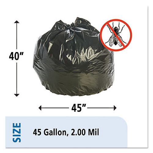 AbilityOne 8105015346819, SKILCRAFT Insect Repellent Trash Bags, 45 gal, 2 mil, 40 x 45, Black, 65/Box