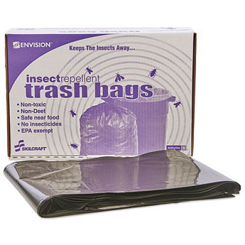 AbilityOne 8105015346819, SKILCRAFT Insect Repellent Trash Bags, 45 gal, 2 mil, 40 x 45, Black, 65/Box