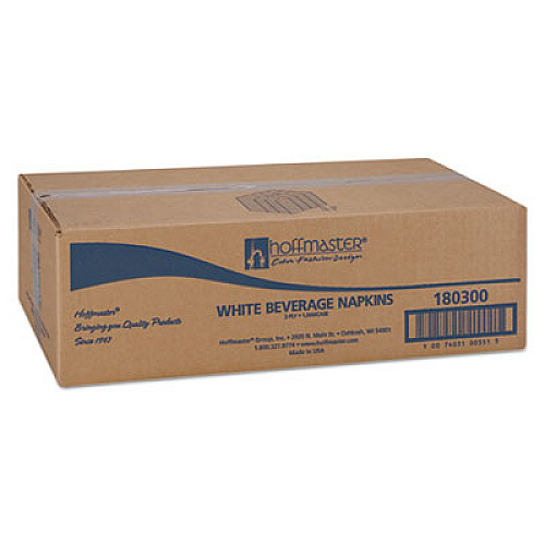 Hoffmaster Embossed Beverage Napkins, 2-Ply, 9.5 x 9.5, White, 1,000/Carton (180300)