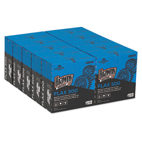 Brawny Industrial Flax 500 Light Duty Cloths, 9 X 16 1/2, White, 132/box, 10 Box/carton (29610)