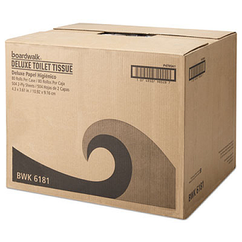 Boardwalk OFFICE PACKS STANDARD BATHROOM TISSUE, SEPTIC SAFE, 2-PLY, WHITE, 504 SHEETS/ROLL, 80 ROLLS/CARTON (BWK6156)