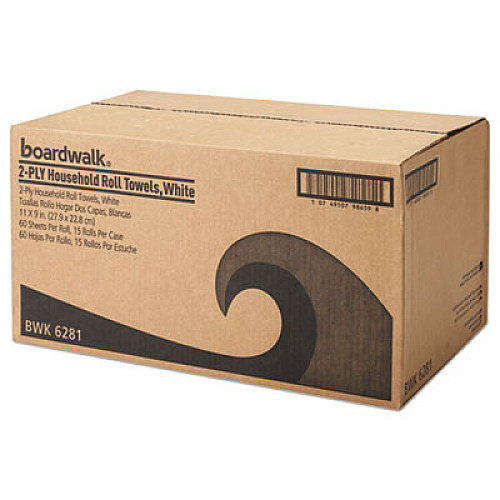 Boardwalk Kitchen Roll Towel Office Pack, 2-Ply, White, 9" x 11", 60/Roll,15/Ct (BWK6281)