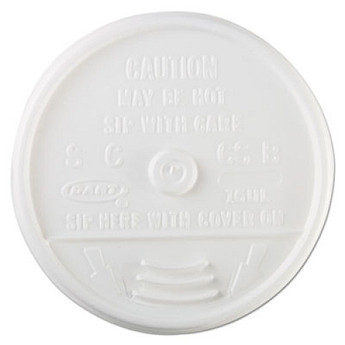 Dart Plastic Lids, Fits 12 oz to 24 oz Hot/Cold Foam Cups, Sip-Thru Lid, White, 100/Pack, 10 Packs/Carton (16UL)