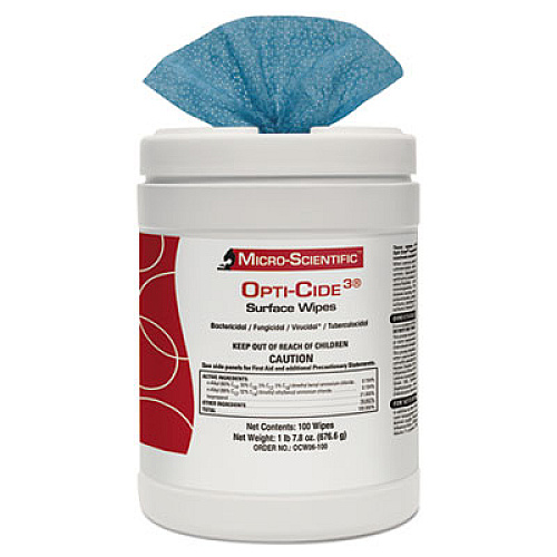 Opti-Cide3 Disinfectant Surface Wipes, Alcohol, 10" X 6", Blue, 100/tub, 600/carton (OCW06100CT)