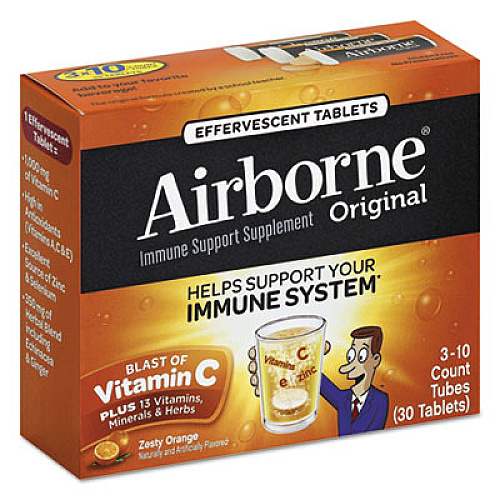 Airborne Immune Support Effervescent Tablet, Orange, 30 Box, 72 Boxes/Carton (10030CT)