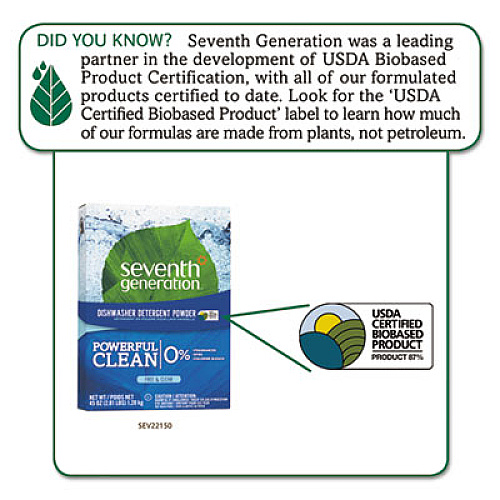 Seventh Generation Automatic Dishwasher Powder, Free and Clear, 45oz Box, 12/Carton (22150CT)