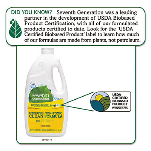 Seventh Generation Natural Automatic Dishwasher Gel, Lemon, 42 oz Bottle (22171EA)