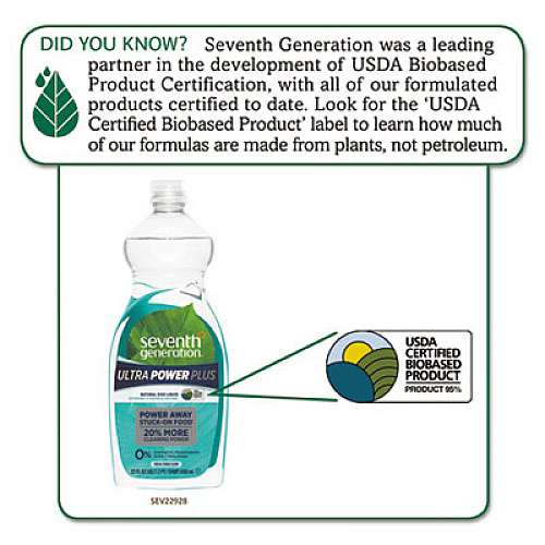 Seventh Generation Natural Dishwashing Liquid, Ultra Power Plus, Fresh Citrus, 22 Oz Bottle (22928)