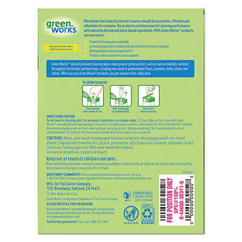Green Works 30655 Compostable Cleaning Wipes