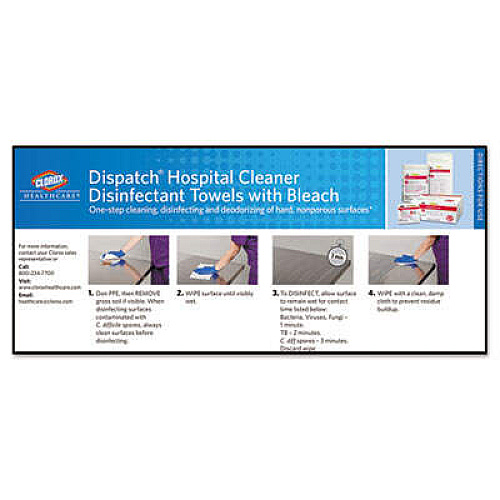 Clorox Healthcare 69101 Dispatch Hospital Cleaner Disinfectant Towels with Bleach