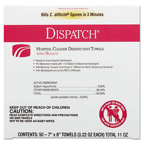 Clorox Healthcare 69101 Dispatch Hospital Cleaner Disinfectant Towels with Bleach