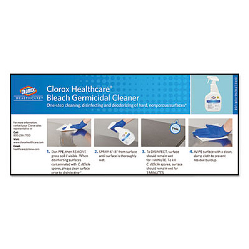 Clorox Healthcare Bleach Germicidal Cleaner, 22 oz Spray Bottle, 8/Carton (68967CT)
