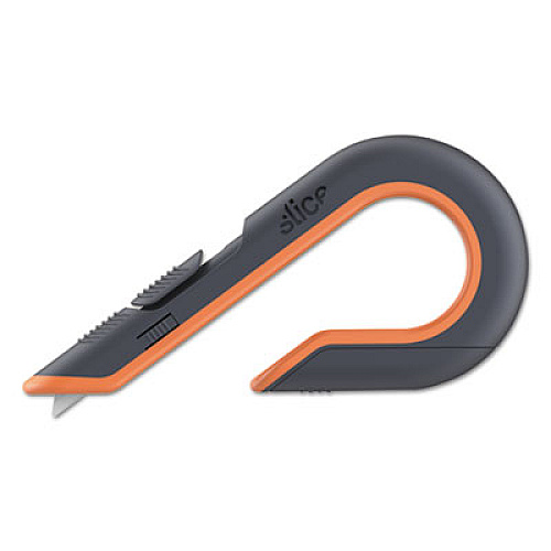 slice Box Cutters, Double Sided, Replaceable, 1.29" Carbon Steel Blade, 7" Nylon Handle, Gray/Orange (10400)