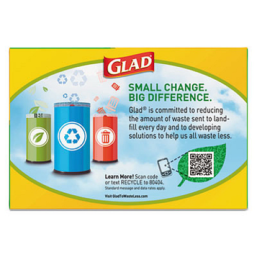 Glad Recycling Tall Kitchen Drawstring Trash Bags, 13 gal, 0.9 mil, 24" x 27.38", Clear, 180/Carton (78543CT)