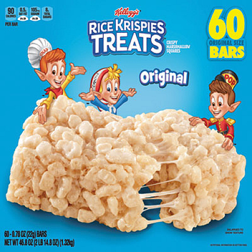 Kellogg's Rice Krispies Treats, Original Marshmallow, 0.78 oz Pack, 60/Carton (17120)