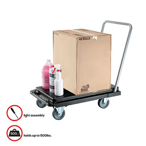 deflecto Heavy-Duty Platform Cart, 300 lb Capacity, 21 x 32.5 x 37.5, Black (CRT550004)