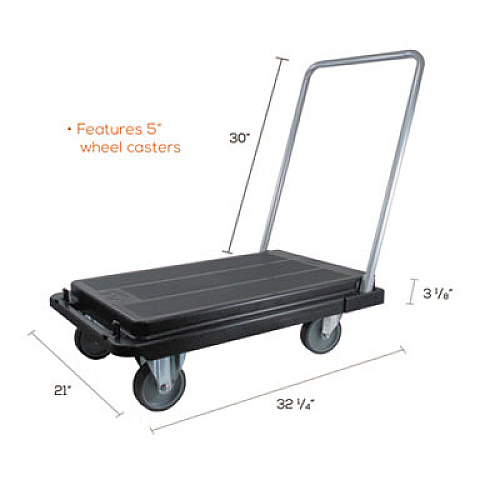 deflecto Heavy-Duty Platform Cart, 300 lb Capacity, 21 x 32.5 x 37.5, Black (CRT550004)