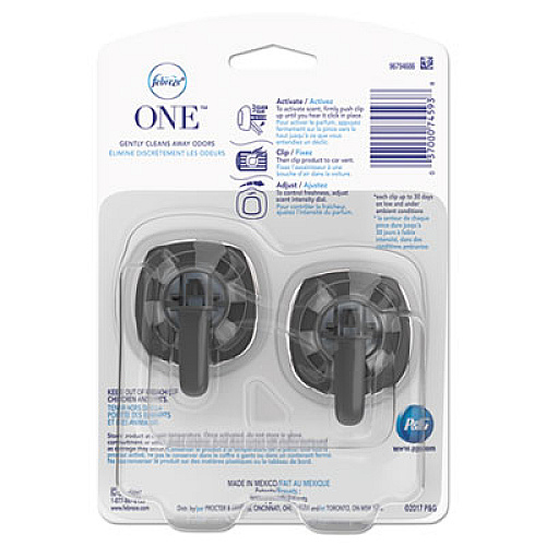 Febreze CAR AIR FRESHENER, FRESH WATER, 2 ML CLIP, 8/CARTON (74593)