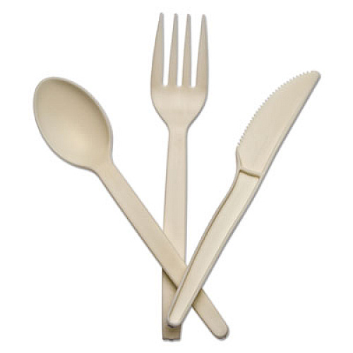 CONSERVE Corn Starch Cutlery, Spoon, White, 100/Pack (10232)