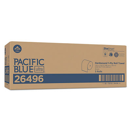Georgia Pacific Professional Pacific Blue Ultra Paper Towels, 1-Ply, 7.87" x 1,150 ft, Natural, 3 Rolls/Carton (26496)