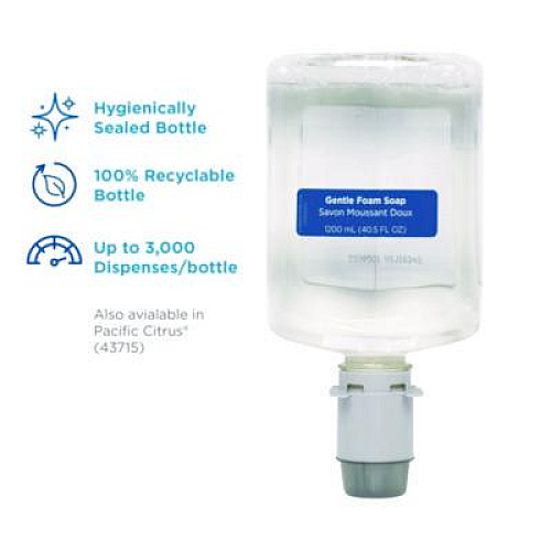 Georgia Pacific Professional Pacific Blue Ultra Foam Soap Manual Dispenser Refill, Fragrance-Free, 1,200 mL, 4/Carton (43714)