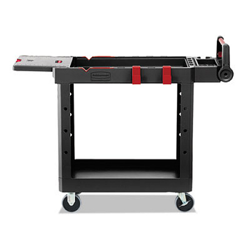 Rubbermaid Commercial Heavy Duty Adaptable Utility Cart, Plastic, 2 Shelves, 500 lb Capacity, 17.8" x 46.2" x 36", Black (1997206)