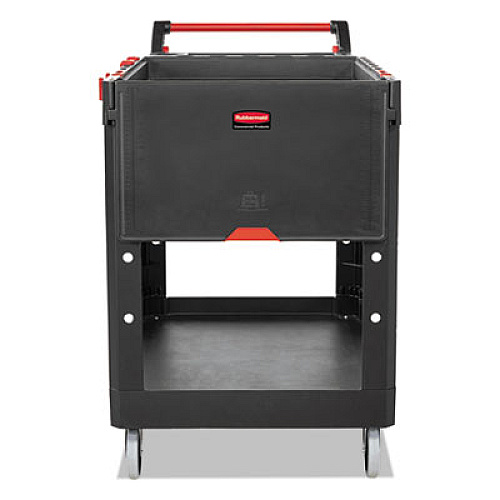 Rubbermaid Commercial Heavy Duty Adaptable Utility Cart, Plastic, 2 Shelves, 500 lb Capacity, 25.2" x 51.5" x 36", Black (1997208)