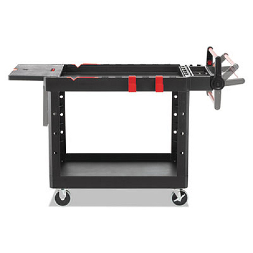 Rubbermaid Commercial Heavy Duty Adaptable Utility Cart, Plastic, 2 Shelves, 500 lb Capacity, 25.2" x 51.5" x 36", Black (1997208)