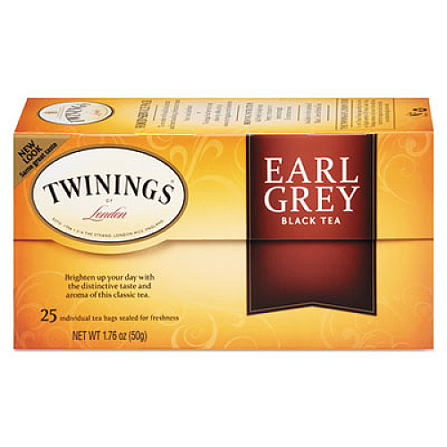 TWININGS Tea Bags, Earl Grey, 1.76 oz, 25/Box (09183)
