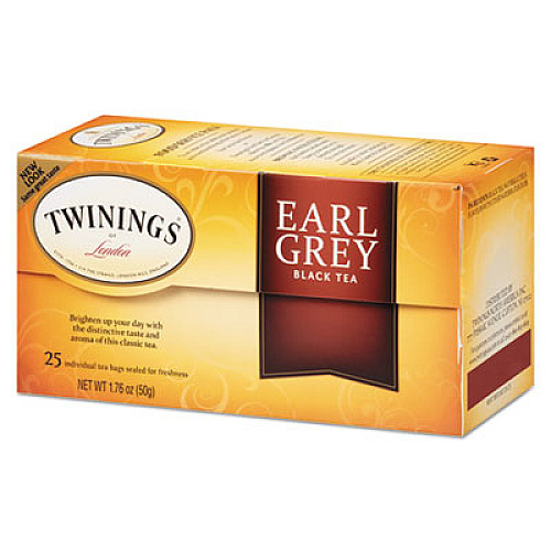 TWININGS Tea Bags, Earl Grey, 1.76 oz, 25/Box (09183)