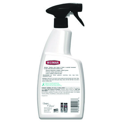 WEIMAN Stainless Steel Cleaner and Polish, Floral Scent, 22 oz Spray Bottle, 6/Carton (108)