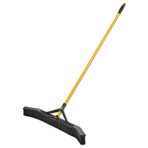 Rubbermaid Commercial Maximizer Push-to-Center Broom, PVC Bristles, 36 x 58.13, Steel Handle, Yellow/Black (2018730)