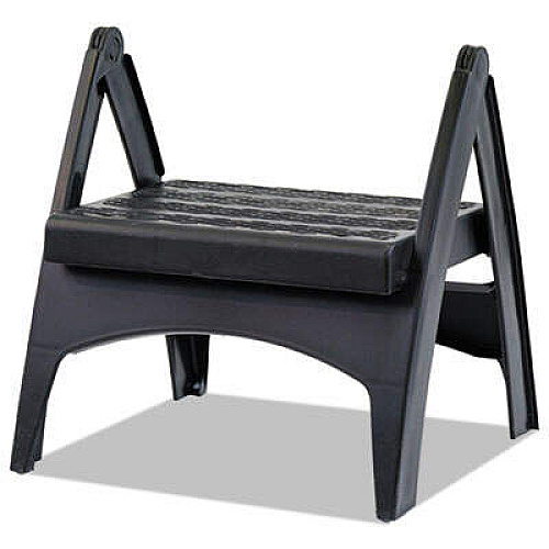 Adams Manufacturing QUIK-FOLD PLASTIC STEP STOOL, 1-STEP, ARCHED FOOT GUIDES, 13 X 13.5 X 12, BLACK (8530023731)