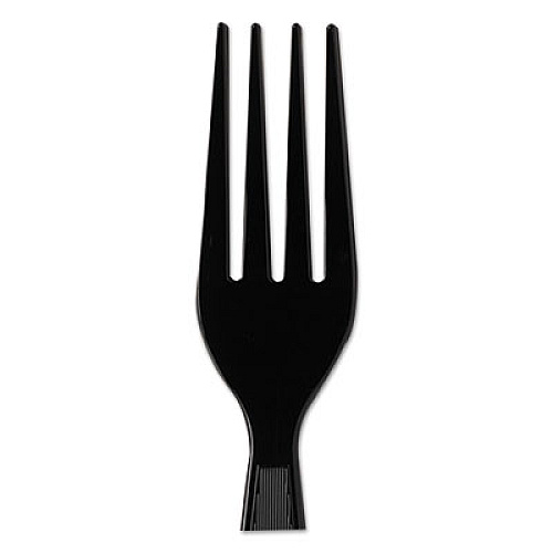 Dixie Plastic Cutlery, Heavyweight Fork, Black, 1,000/Carton (FH517)