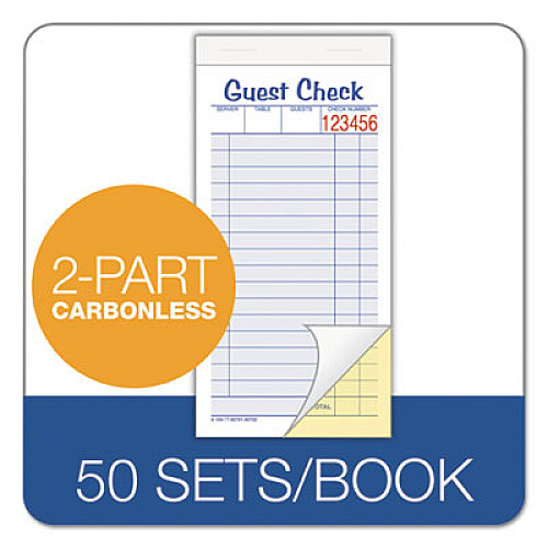 Adams Guest Check Unit Set, Two-Part Carbonless, 6.38 x 3.38, 1/Page, 50 Forms/Pad, 10 Pads/Pack (10450SW)
