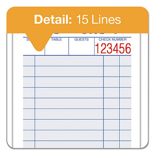 Adams Guest Check Unit Set, Two-Part Carbonless, 6.38 x 3.38, 1/Page, 50 Forms/Pad, 10 Pads/Pack (10450SW)