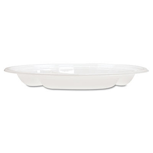 Dart Famous Service Plastic Dinnerware, Plate, 3-Compartment, 10.25" dia, White, 125/Pack, 4 Packs/Carton (10CPWF)