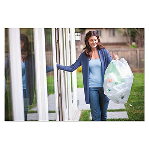Glad Recycling Tall Kitchen Drawstring Trash Bags, 13 gal, 0.9 mil, 24" x 27.38", Clear, 180/Carton (78543CT)