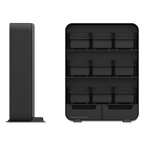 Mind Reader Baggy Nine-Drawer Tea Bag and Accessory Holder, 10.24 x 4.33 x 13.11, Black (TBORGBLK)